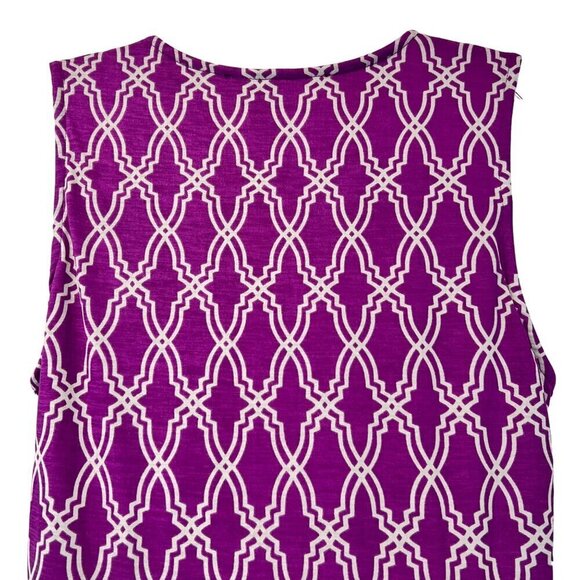 Hawthorn Women’s V-Neck Surplice A-Line Knee Length Dress Purple/Gray Tie L - Picture 6 of 9